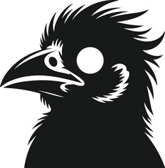Obraz premium Spiky bird head silhouette vector icon, wild avian profile illustration, aggressive or punk style bird logo isolated on white background