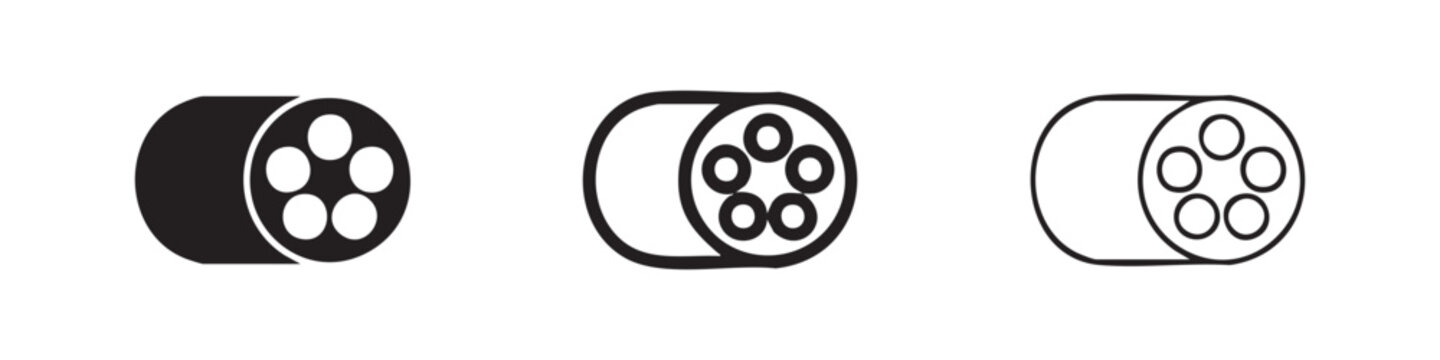 Fiber Optic Cable Bundle Cross Section Icon