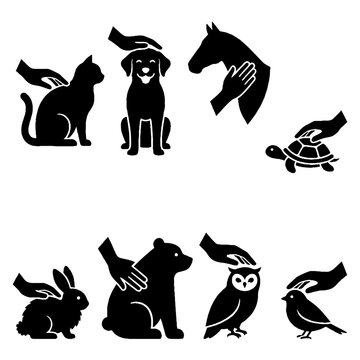 Black silhouettes of animals with wings.
