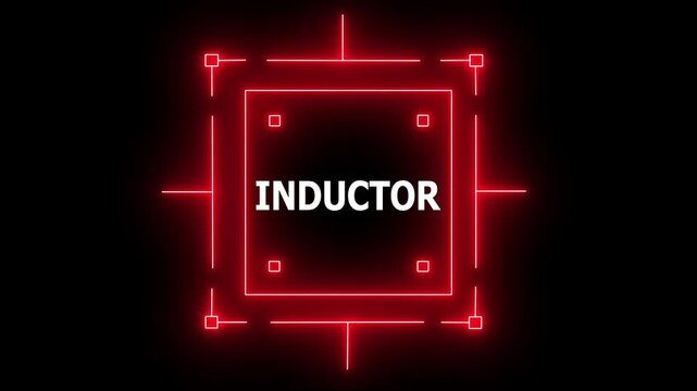Neon inductor Circuit Animation. Futuristic Electronic Technology Motion Graphics Background