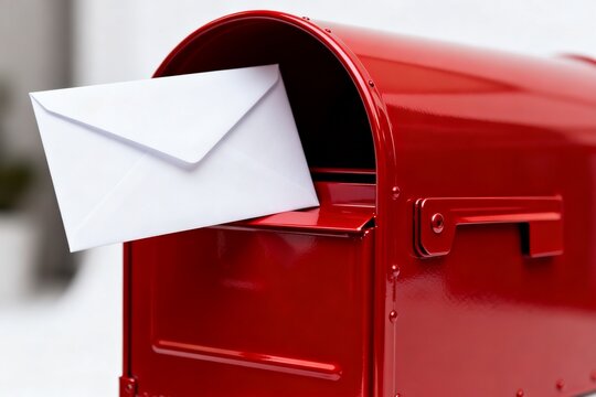 Red mailbox with white envelope