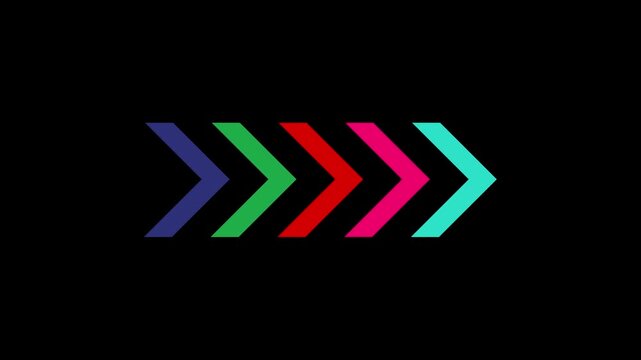 Futuristic Glowing Neon Arrow Loop Animation on Black Background 4K