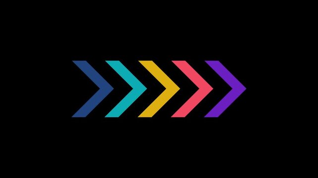 Futuristic Glowing Neon Arrow Loop Animation on Black Background 4K