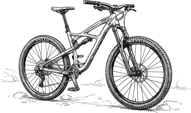 Vintage mountain bicycle engraving with detailed cycling sport sketch retro vector illustration artwork