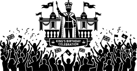 Fototapeta premium King’s Birthday celebration silhouette.