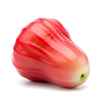 Vibrant Red Rose Apple Fruit Isolated on White Background 1.