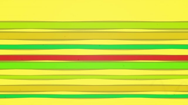 Abstract colorful horizontal wavy lines in yellow, green and red animation for a food or burger themed background graphic.