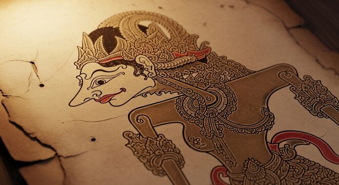 Traditional thai shadow puppet character