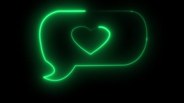 love icon animation. Social media user interface quick increase. Glowing neon thumb up like love react icon video on black background. 4K video