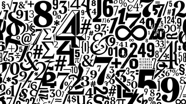 Numbers and symbols abstract background with mathematical elements and signs featuring digits, math, calculation with arithmetic and design elements
