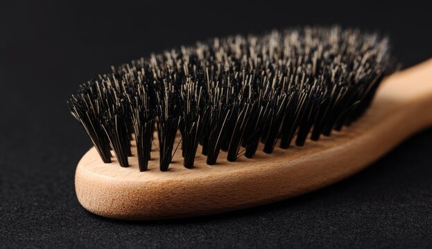 Wooden head massager brush with fine metal bristles for scalp stimulation and relaxation