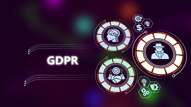 Gdpr data privacy and cyber security concept animation