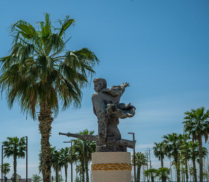 World War II partisan monument with armed figure in Durres