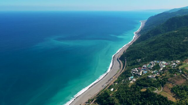 Aerial view of the sea coast in Taitung , Taiwan