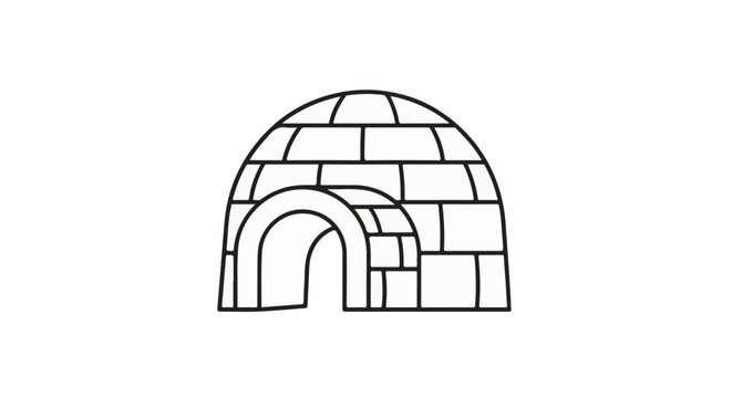 A simple line drawing of an igloo structure made of ice blocks