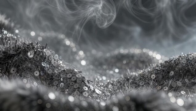 Shimmering Silver Textures with Ethereal Smoke Effects