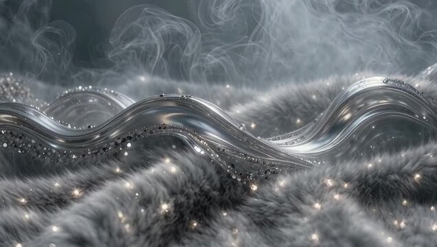 Sparkling Silver Waves with Ethereal Fog and Soft Textures