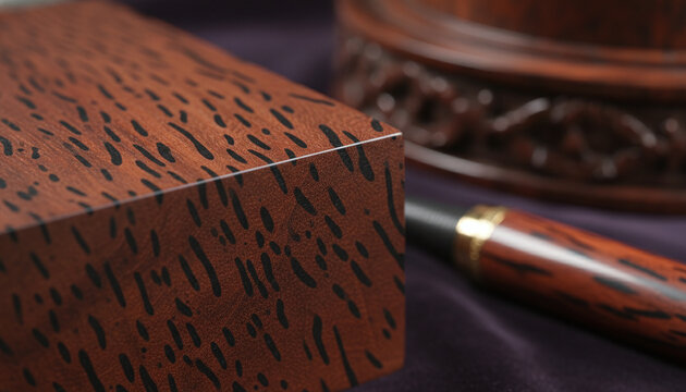 Polished Snakewood exotic timber texture with black snakeskin pattern