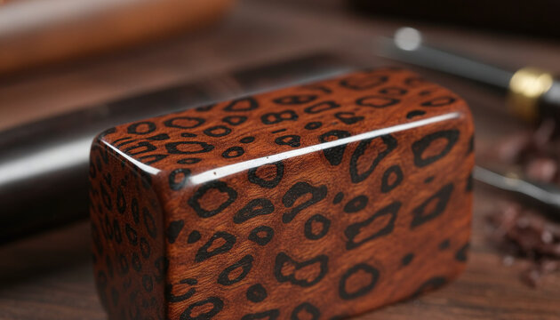 Polished Snakewood exotic timber texture with black snakeskin pattern