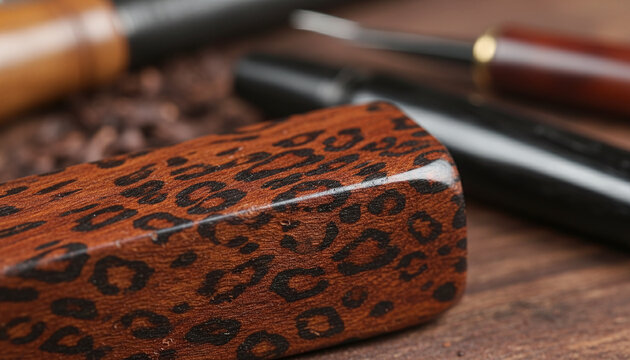 Polished Snakewood exotic timber texture with black snakeskin pattern