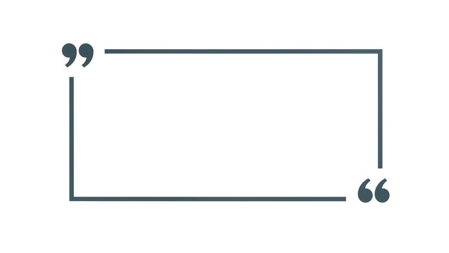 Quotation marks framing empty rectangular text box, isolated on transparent background