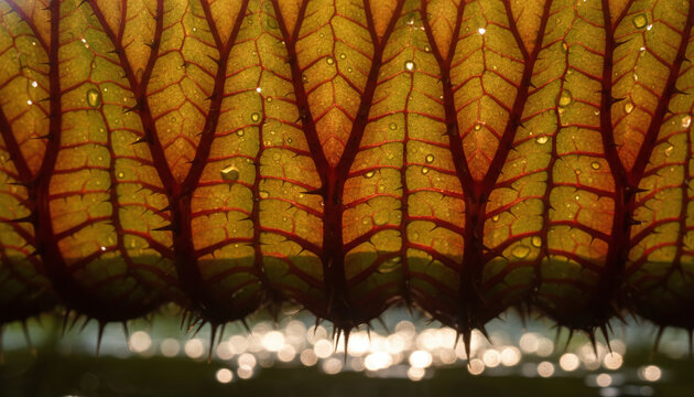 Victoria Amazonica giant water lily pad underside ribbed vein structure