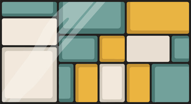 Abstract geometric arrangement of rounded rectangles in muted colors