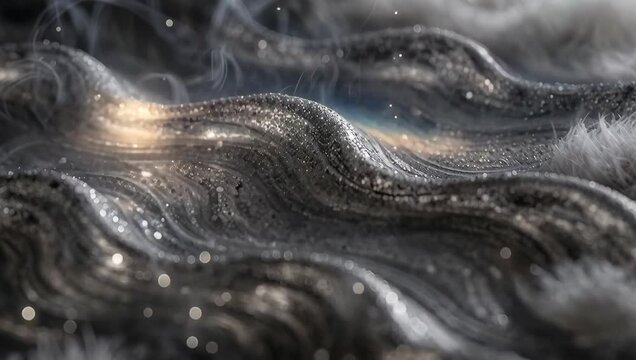 Shimmering Ripples of Glittering Liquid Surface