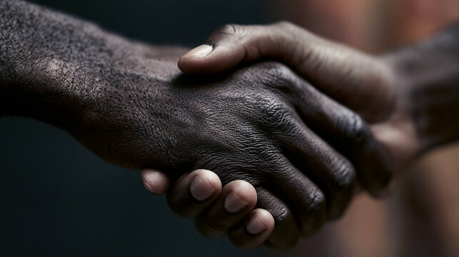 Close up of supportive human touch and handshake gesture