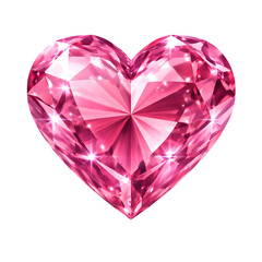 Fototapeta premium Pink Crystal Heart Gem Isolated on White Background Luxury Jewelry Concept