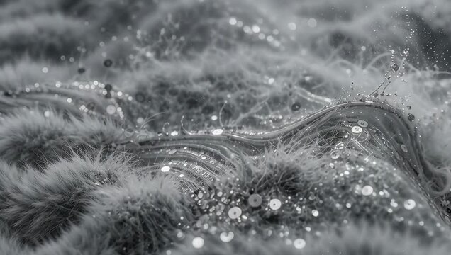 Captivating Shimmering Texture of Silver Sequins and Fur