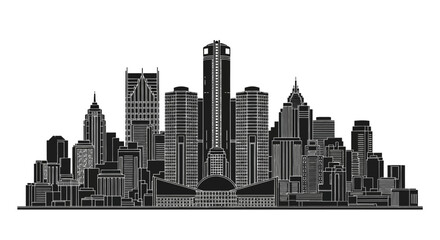 Obraz premium Detroit Skyline Silhouette Vector Illustration