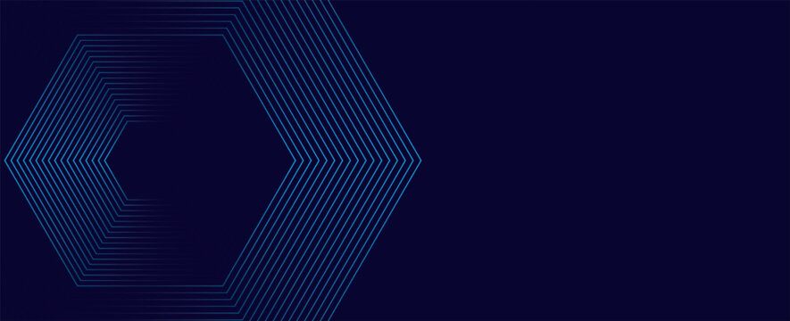 Dark blue background with hexagon geometric lines pattern. Abstract shiny hexagon lines. Futuristic technology concept eps 10