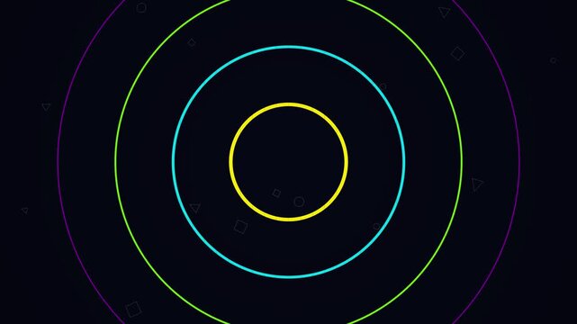 Abstract Geometric Patterns Evolving on Dark Background.