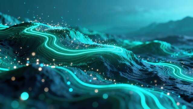 Abstract glowing wave landscape