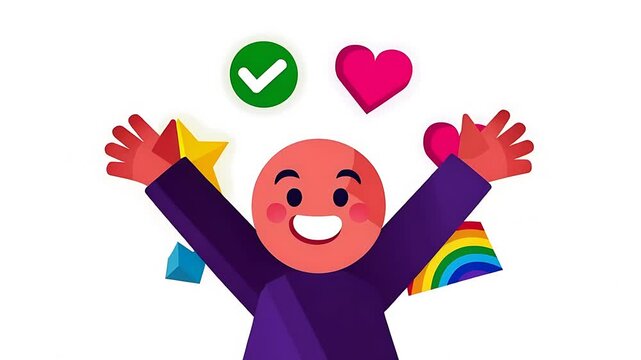 Happy Positive Emotions Vector Illustration