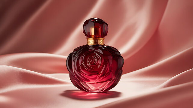 Deep Red Rose Perfume Bottle with Gold Accent image