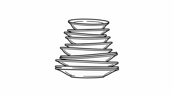 Stack of different sized ceramic plates and bowls