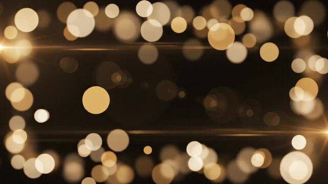 Golden bokeh lights frame a dark elegant background with soft cinematic glow and shimmering festive ambience 4K