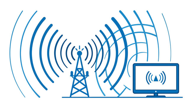 Communication Tower Broadcasting Signal to Monitor