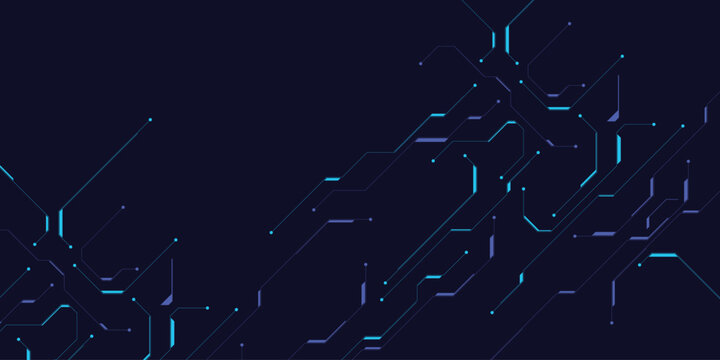 Futuristic technology circuit board texture with glowing blue and purple electronic circuit traces.