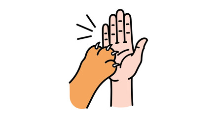Fototapeta premium High Five Between Human Hand and Pet Paw