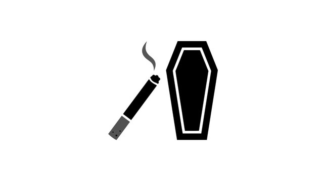 Smoking Cigarette Next To Coffin