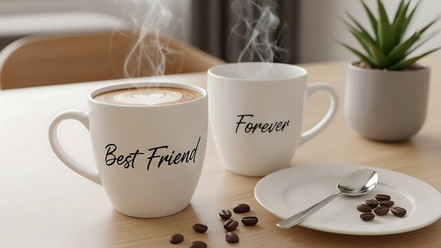 Two coffee mugs best friend forever.