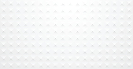 Fototapeta premium White geometric textured background with a seamless repeating pattern of embossed square shapes.