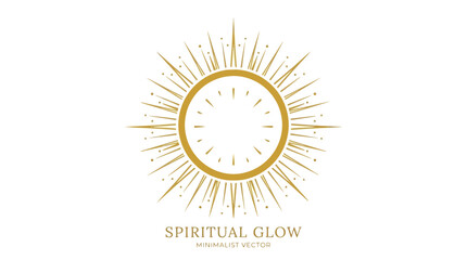 Golden Sunburst Spiritual Glow Minimalist Vector © Alis