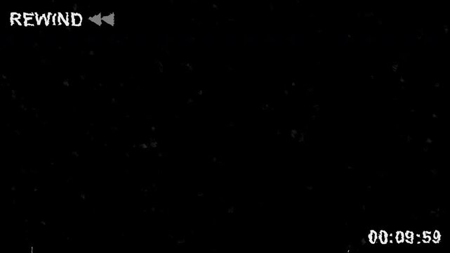 Vintage VHS Rewind Overlay with Glitch Effect and Old Analog Tape Damage for Retro Video Backgrounds and Digital Projects