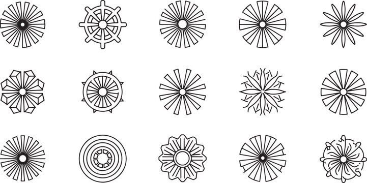 Black and white floral patterns, seamless textures, geometric