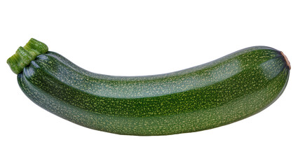 Single green zucchini with textured skin, isolated on transparent background