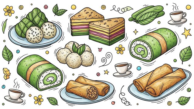 Traditional Southeast Asian Desserts Displayed.
